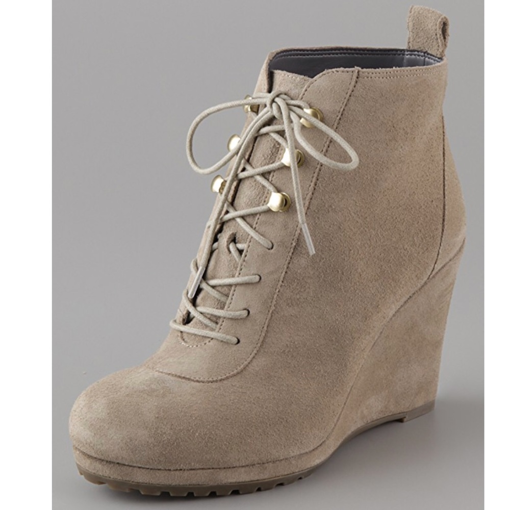 Rosegold Betty wedges in taupe‎ suede